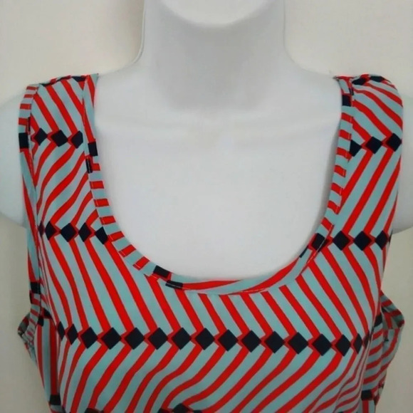 Cherish High-Low Midi Dress, Sleeveless, Red/Gray L - Picture 2 of 8